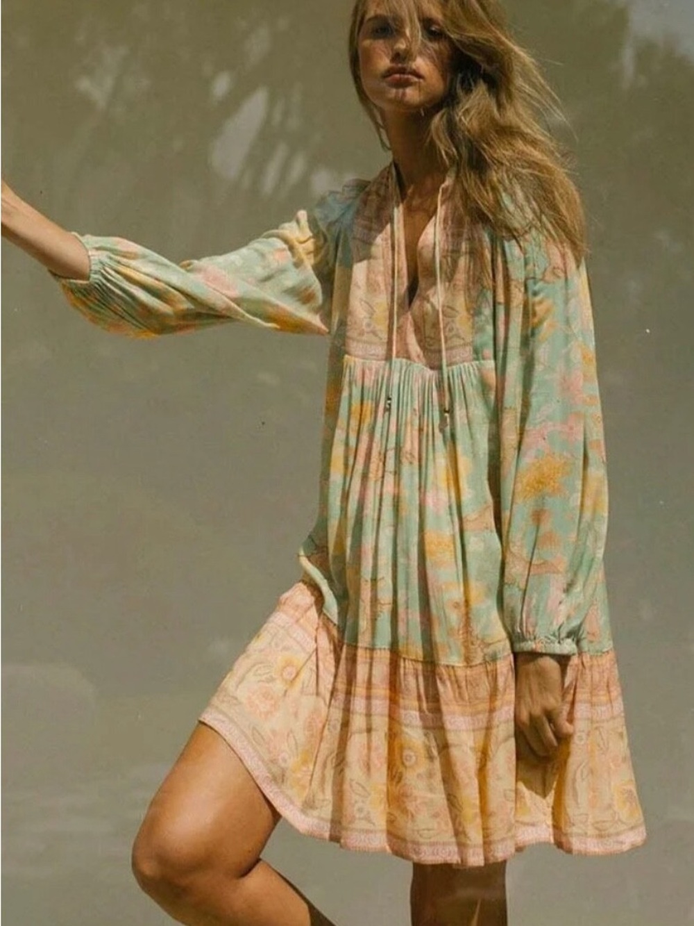Spell Butterfly Boho Tunic Dress Botanical Mini Dress Size XS - Picture 2 of 11